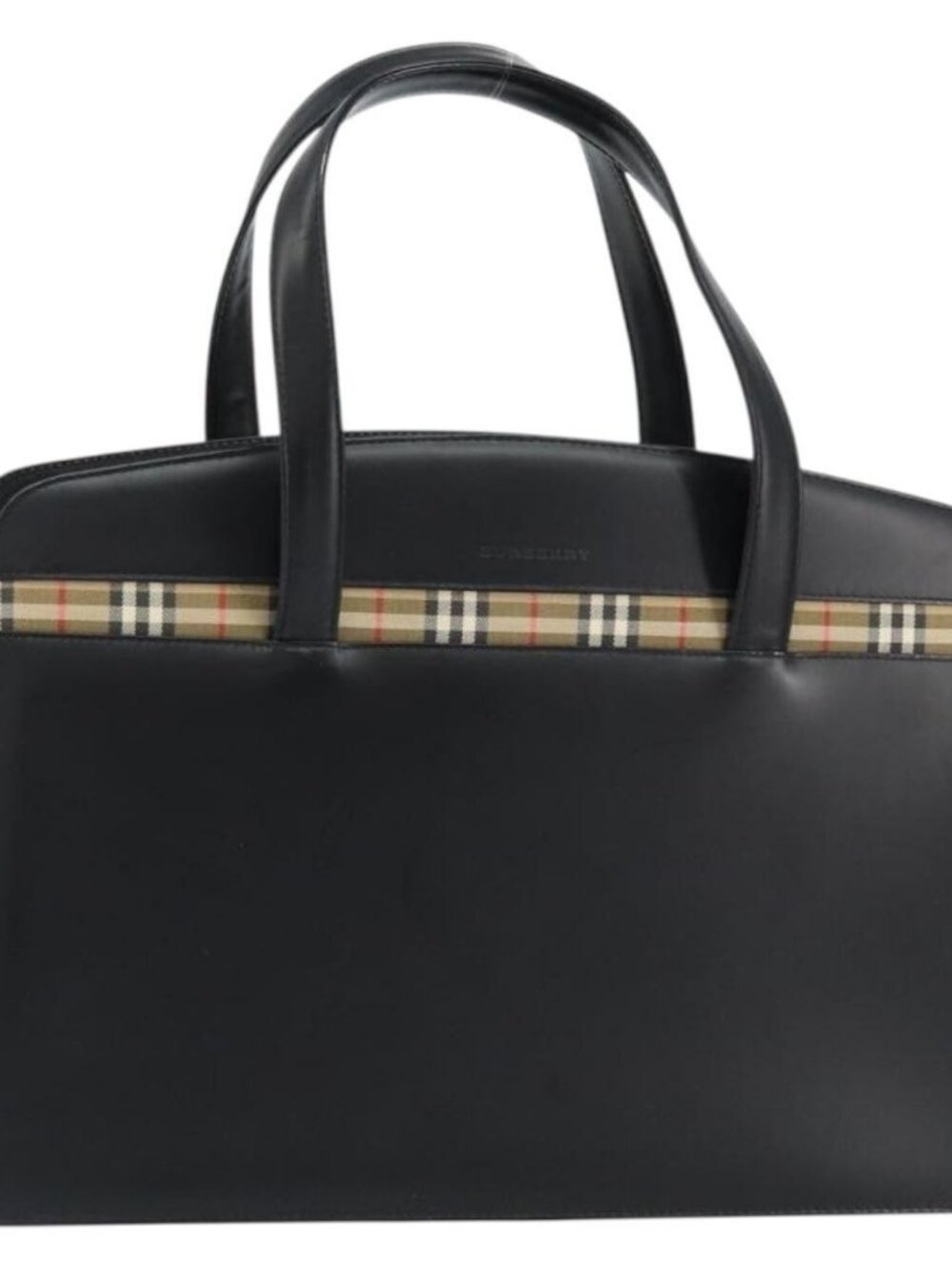 BURBERRY Hand Bag Leather Black Silver Auth 155218